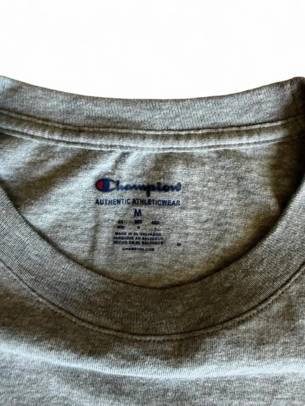 Champion Authentic Athleticwear Script Logo Grey Tee Men’s Medium - Picture 4 of 5
